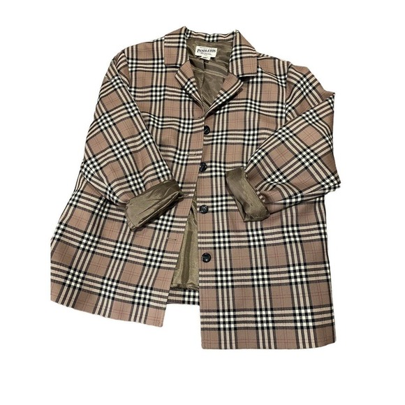 Pendleton Vintage Nova Check Tartan Plaid Wool Long Sleeve Button Blazer Size 14 - Picture 9 of 16